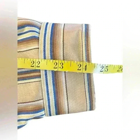 Tommy Hilfiger Men’s Beige Striped Collarless Shirt Crest Heavyweight Large - Picture 9 of 12